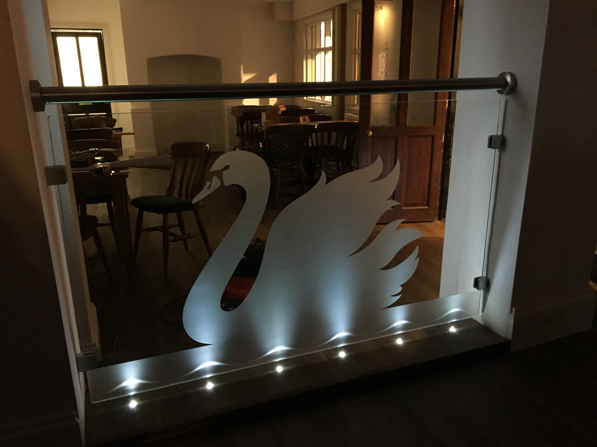 Swan sandblasted glass