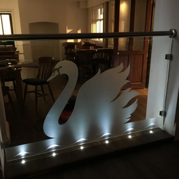 Swan sandblasted glass